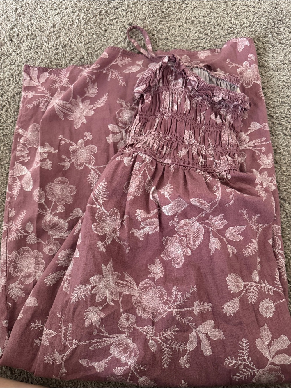 Smocked Floral Maxi Dress with removable straps